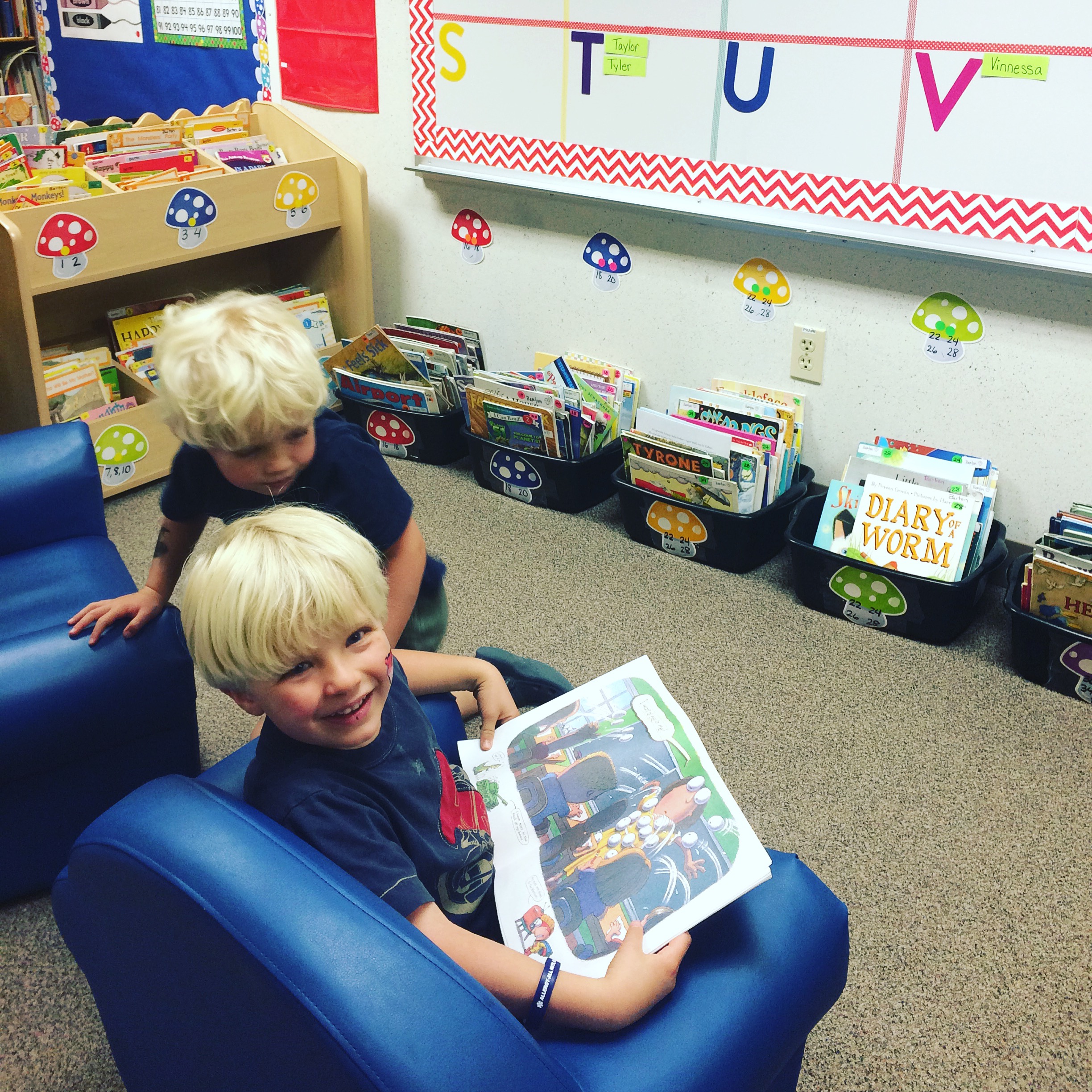 Making himself at home in his new classroom