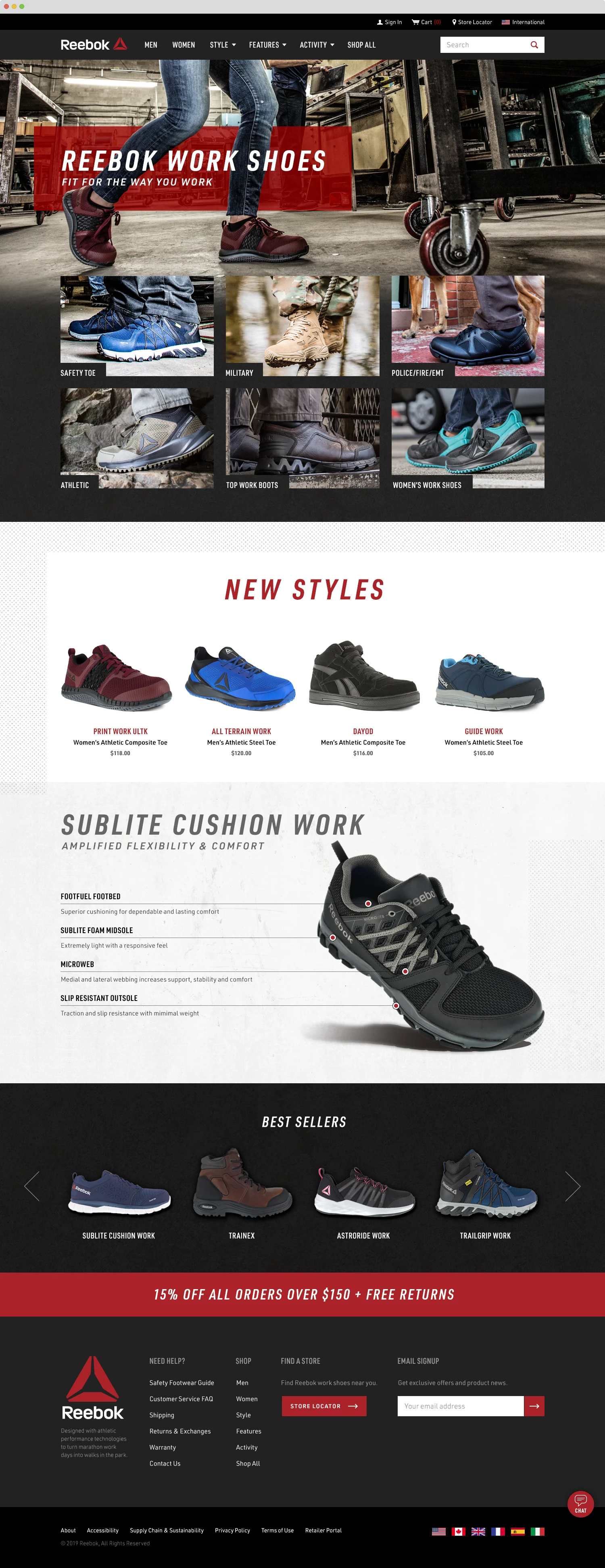 reebok astroride work