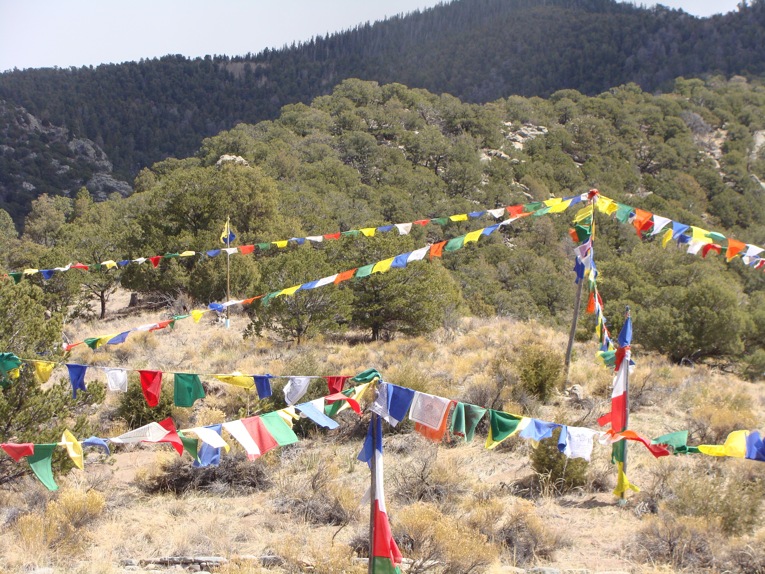 ... and we find a quiet place for contemplation and peace beneath these Buddhist prayer flags.
