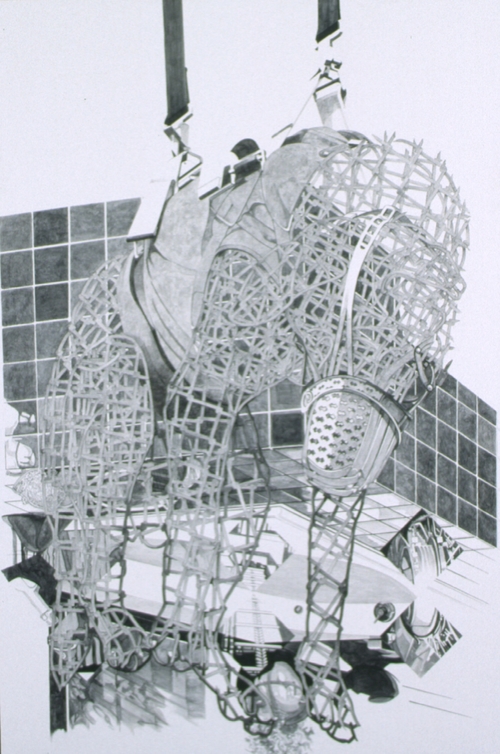 Cantos III, 1997,charcoal and polymer emulsion, 101" x 69"