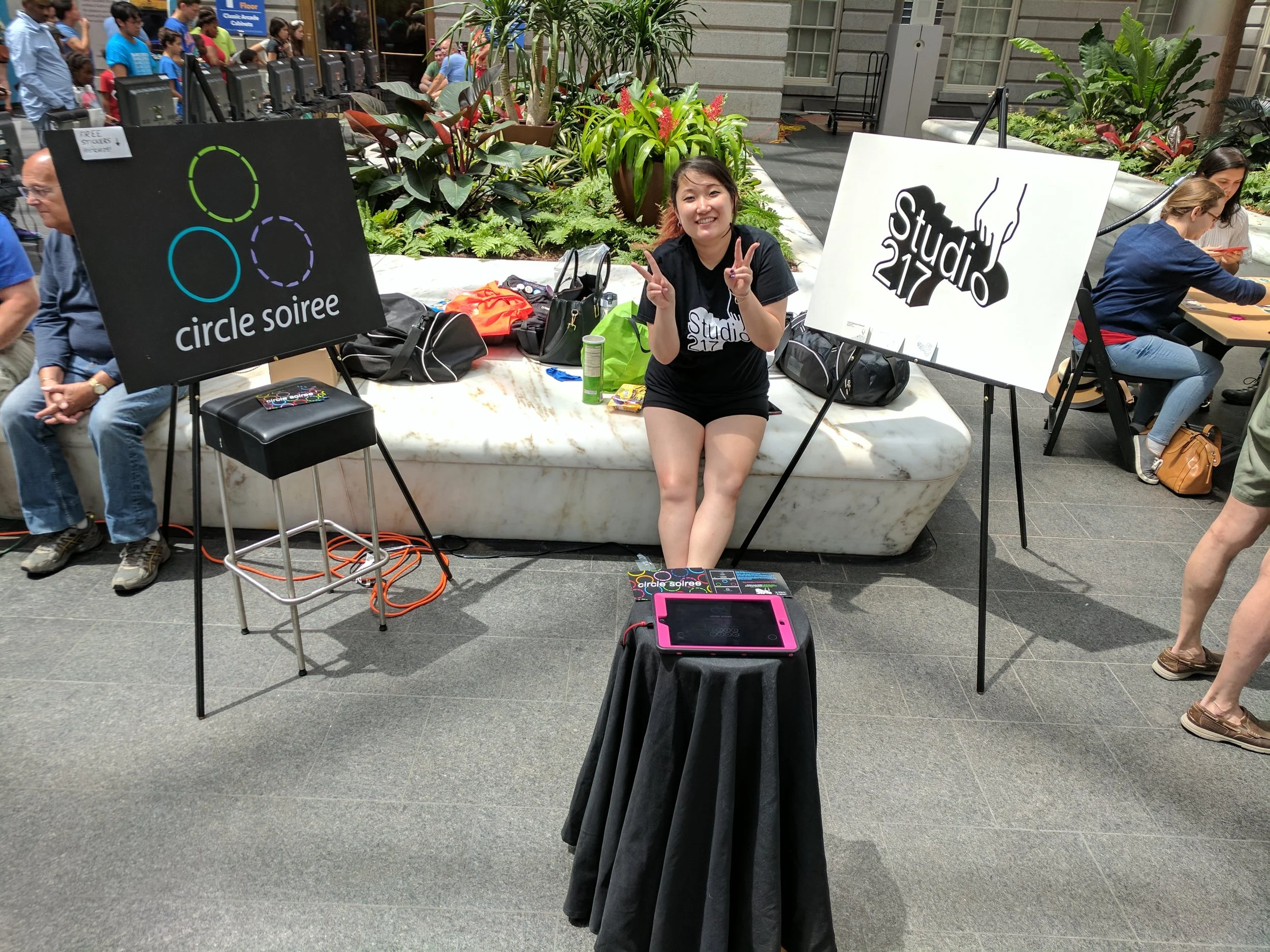 Karen shows off the studio217 booth at the 2017 smithsonian arcade