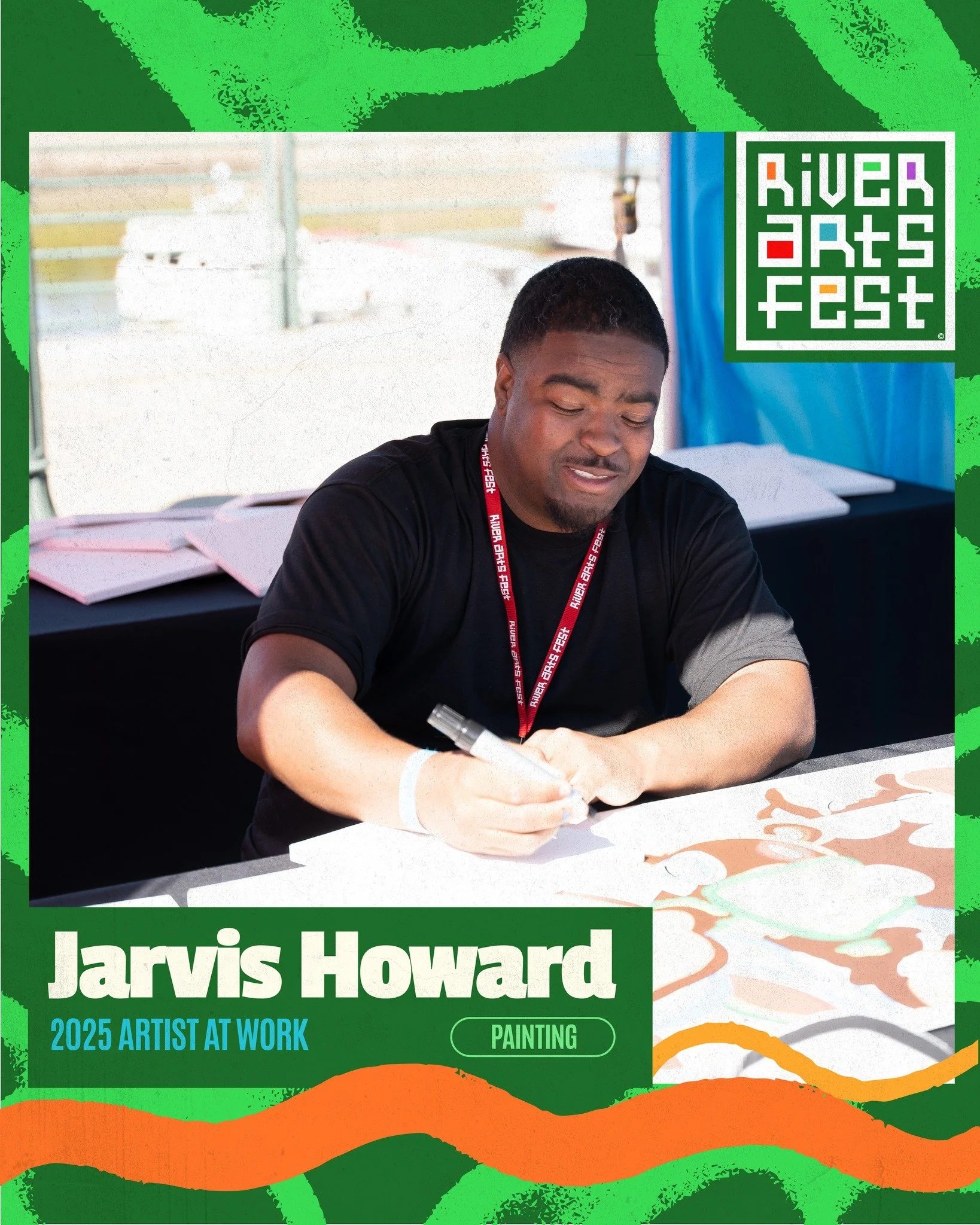 Known for reimagining classic cartoon characters through an African-American lens, Jarvis Howard brings color, creativity and community pride to everything he touches. Catch Jarvis live in action at RiverArtsFest!