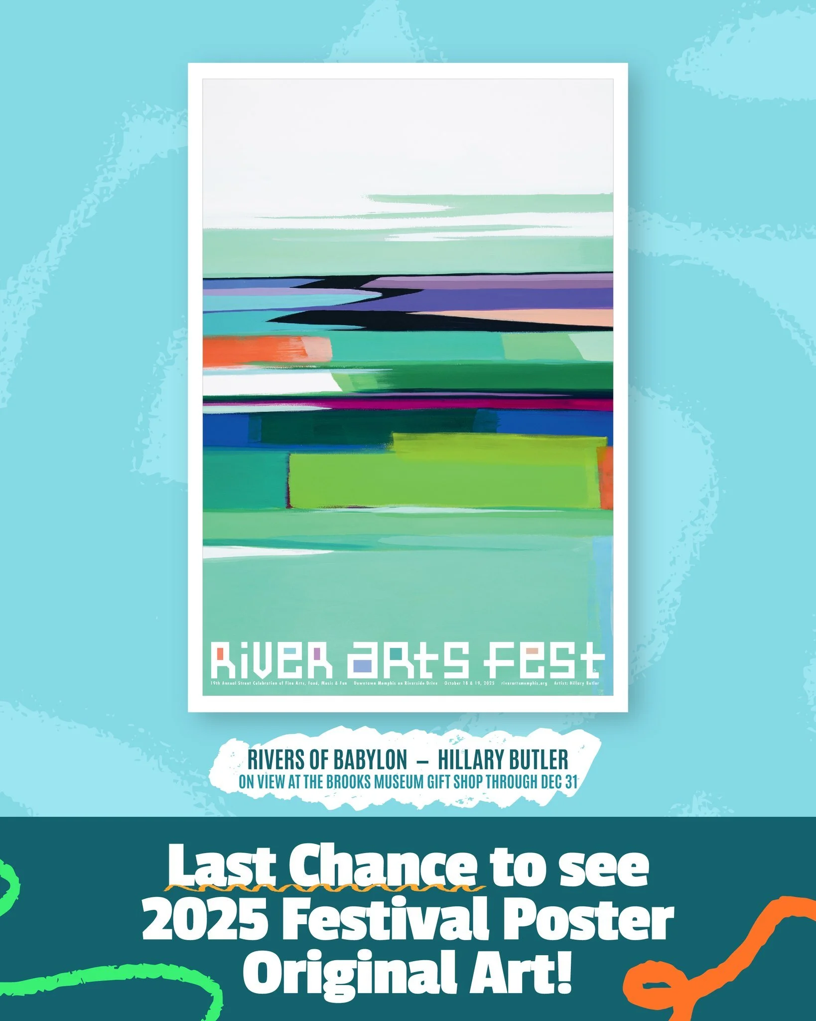 🖼 Own the Original, Support the Arts: 2025 Poster Artwork by @hillarybutlerfineart 

Hillary Butler's original artwork for the 2025 RiverArtsFest Fine Arts Poster is on view through the end of the year in the Gift Shop at @brooksmuseum .

When purch