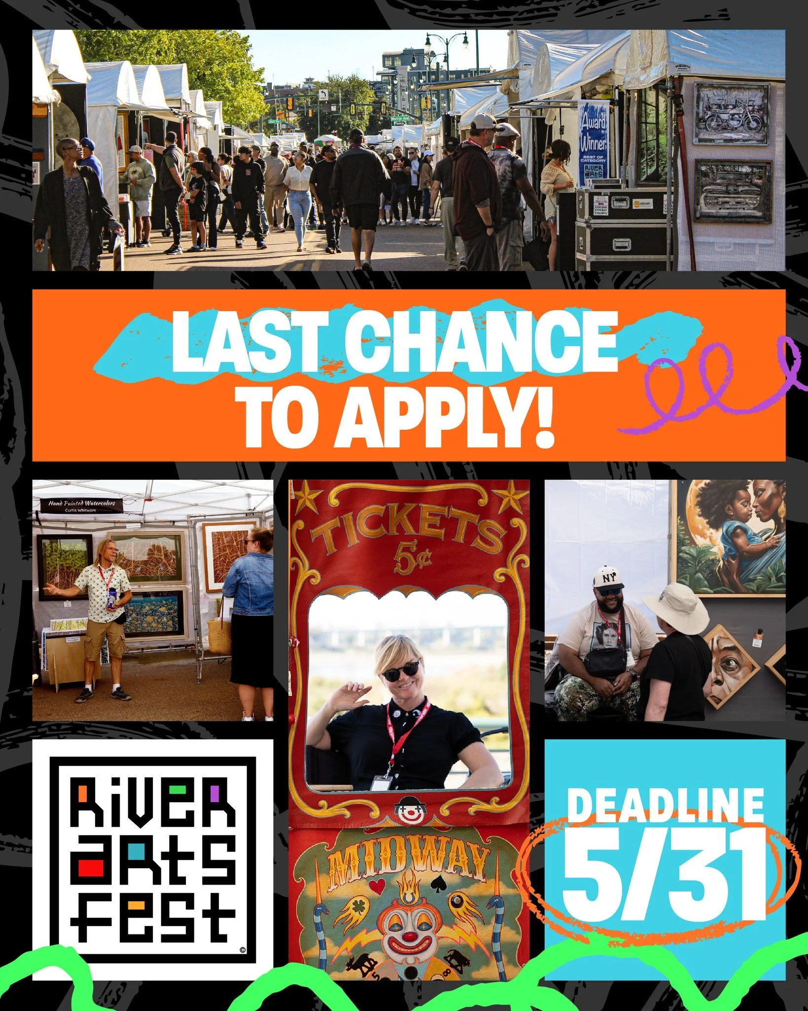 📢 Last call, artists!

The deadline to submit your artist market application is almost here, and we don't want you to miss it.

Whether you're a seasoned exhibitor or an artist who's just getting started, there's still time to submit your work for c