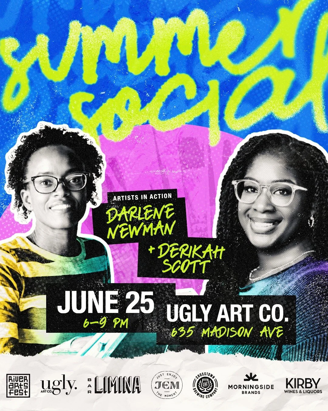 Splash of color here. Wave of ink there. Grab a cocktail and watch it take shape. 

🎨 @darlenesart : Painting. Watercolor. Big. Bold. Joyful.
✍️ @derikahs_art : Lettering. Whimsical. Beautiful. Yours.

Summer Social is on! Our first-ever summer fund