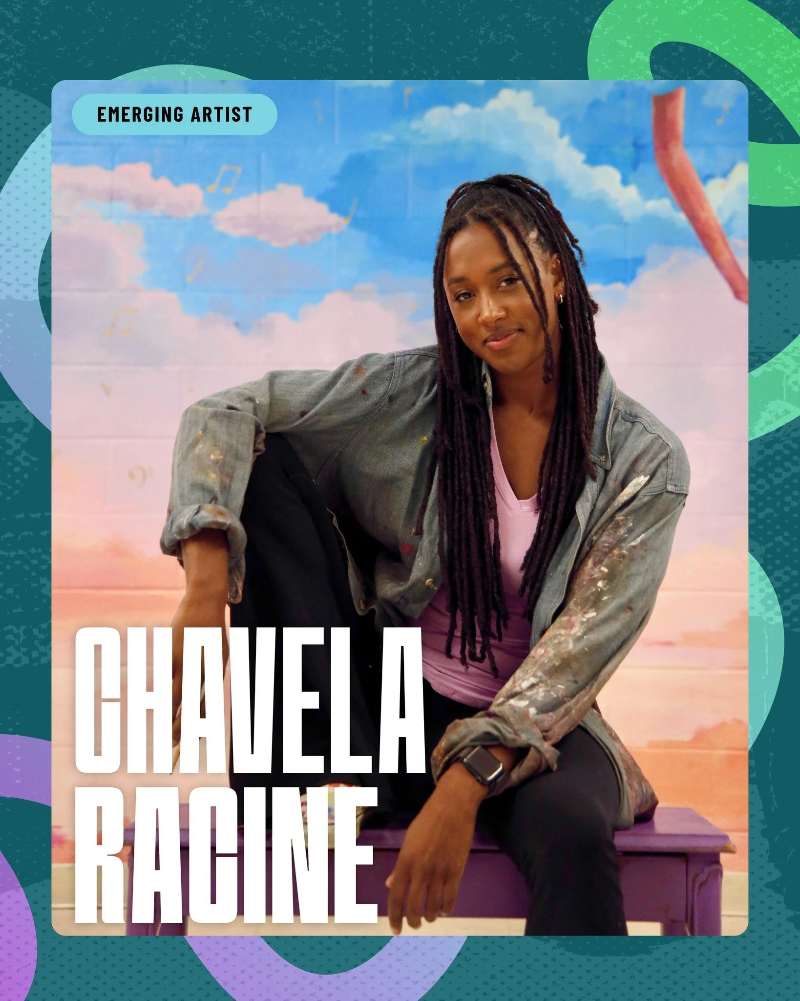 Meet Chavela Racine, this year&rsquo;s third emerging artist.

Chavela is a painter whose vibrant work focuses on memory and the questions that emerge when we begin to search for what has been forgotten.

Drawing inspiration from old family photograp