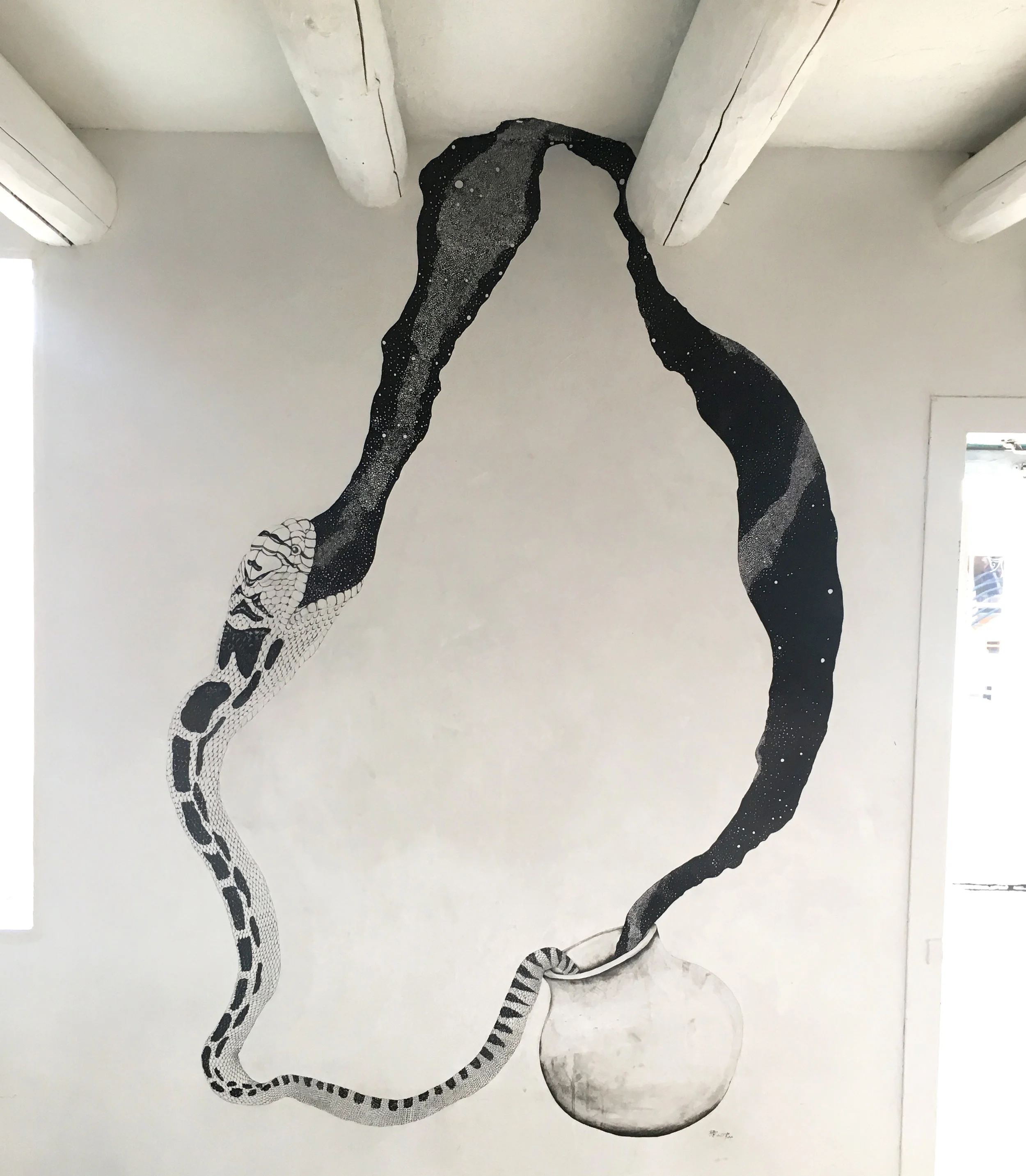 Transformation - Micaceous Pot, Wall Drawing