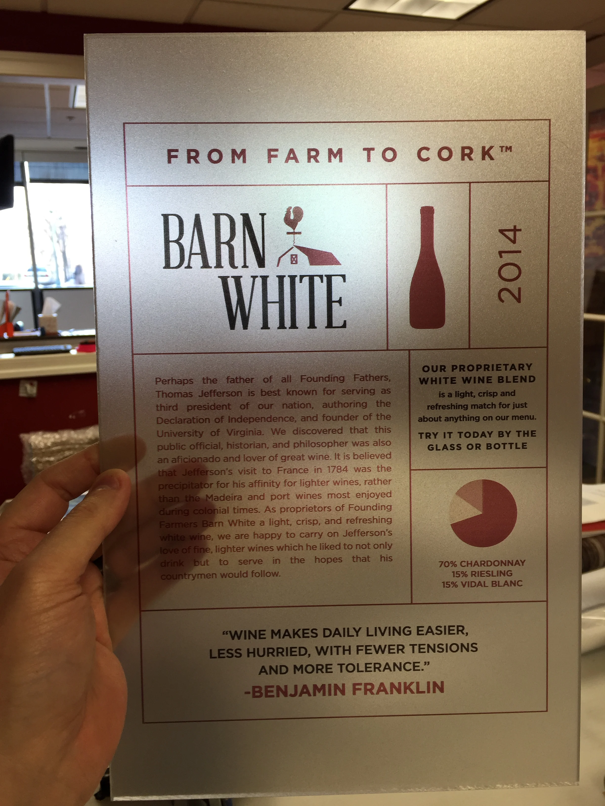 Digitally printed image on frosted vinyl applied to clear acrylic