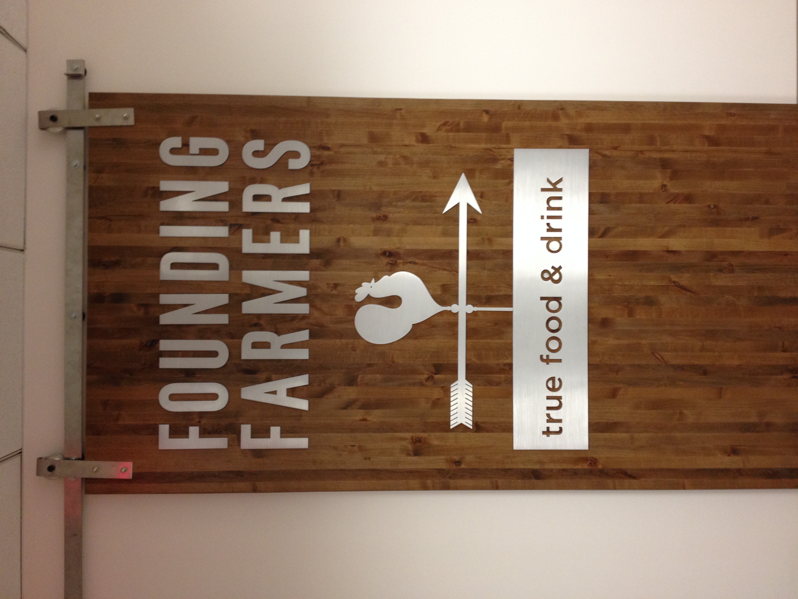 Die-cut solid aluminum letters for Founding Farmers
