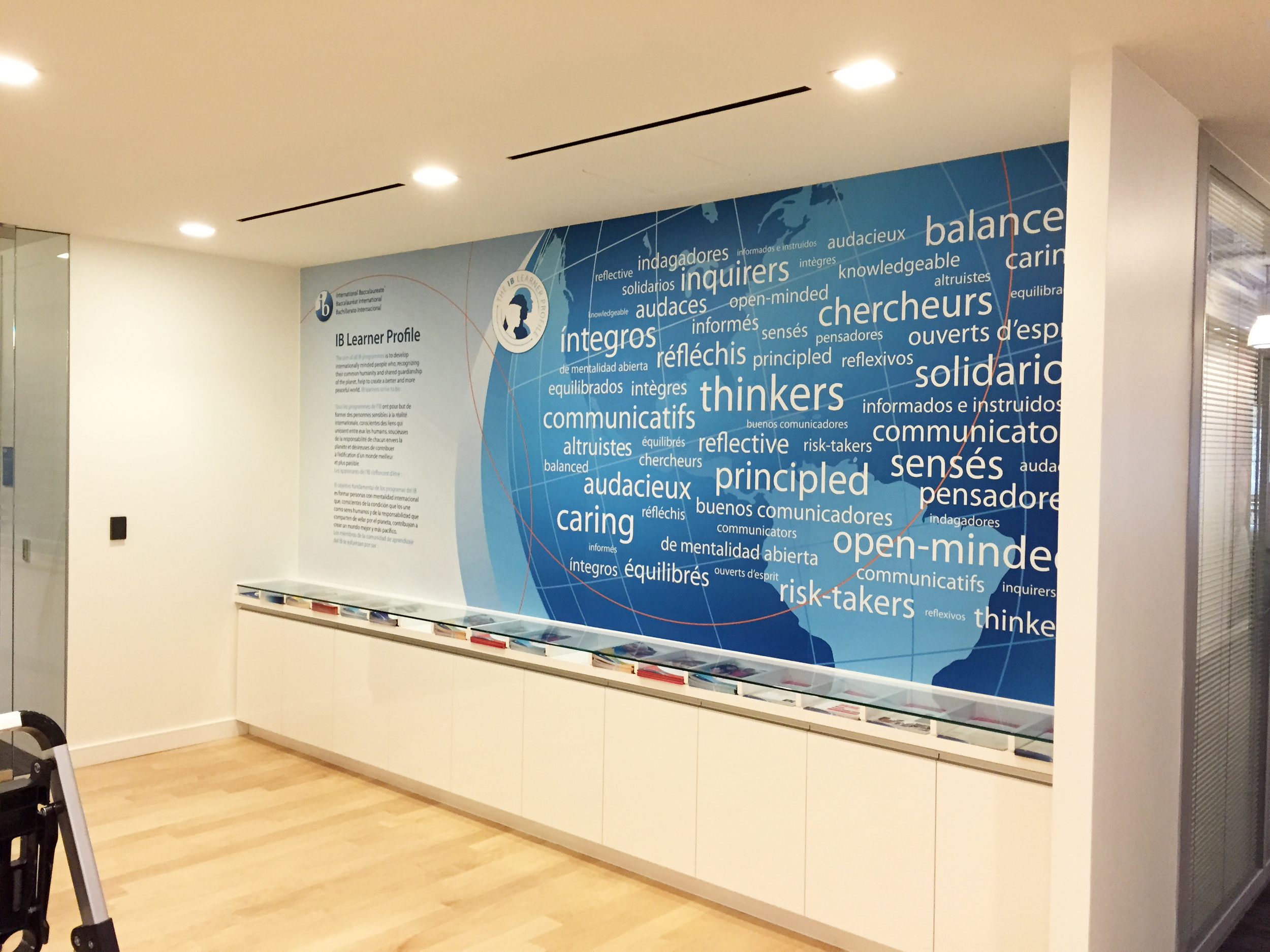 Laminated vinyl prints (4) installed on-site for International Baccalaureate