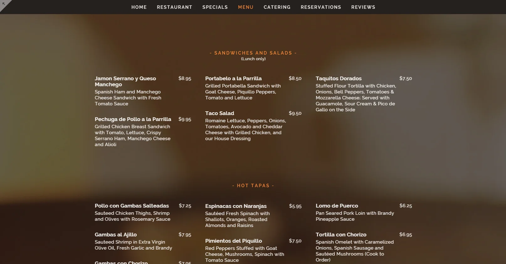 Guardado's Menu Page - After