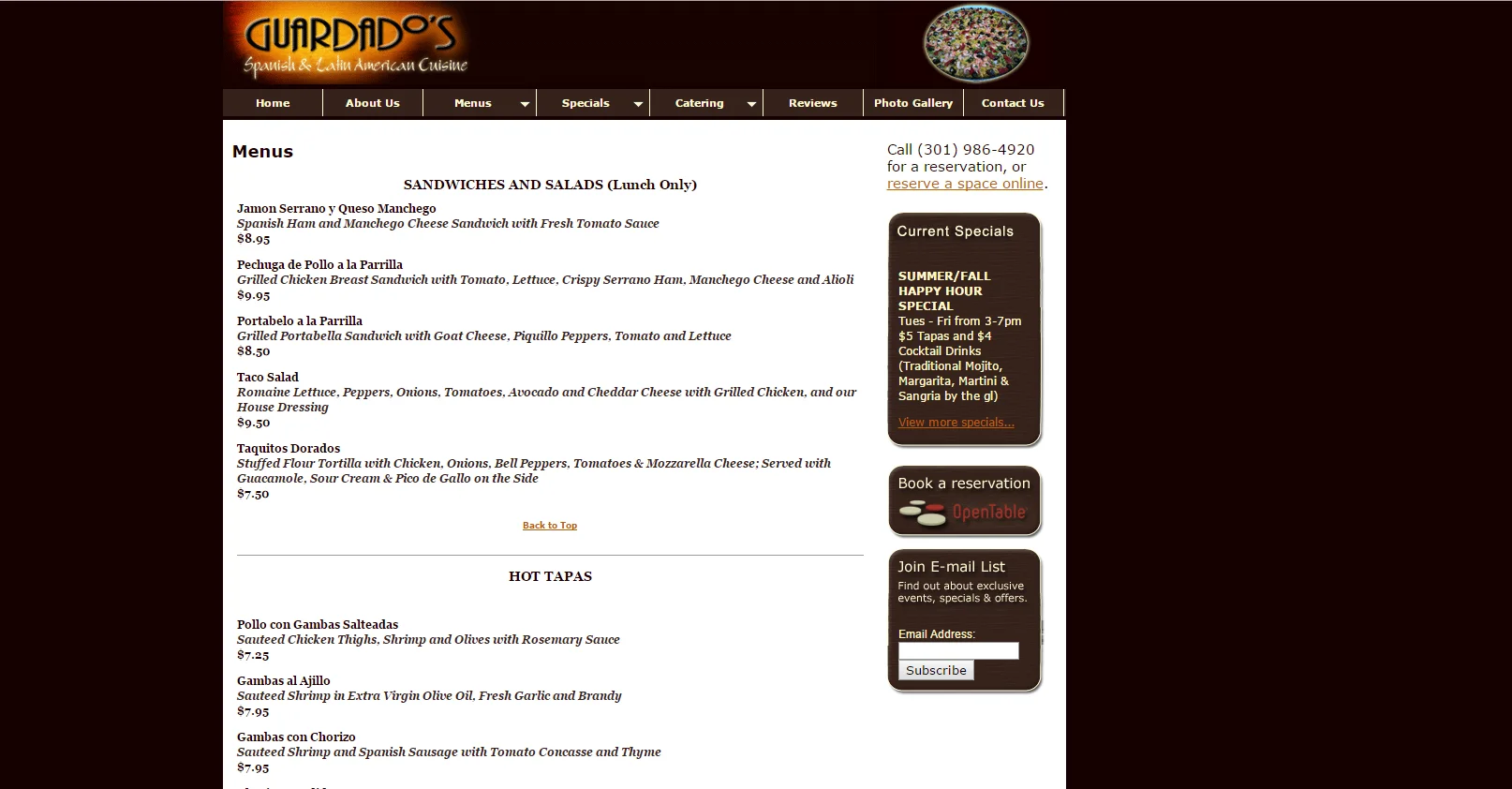 Guardado's Menu Page - Before