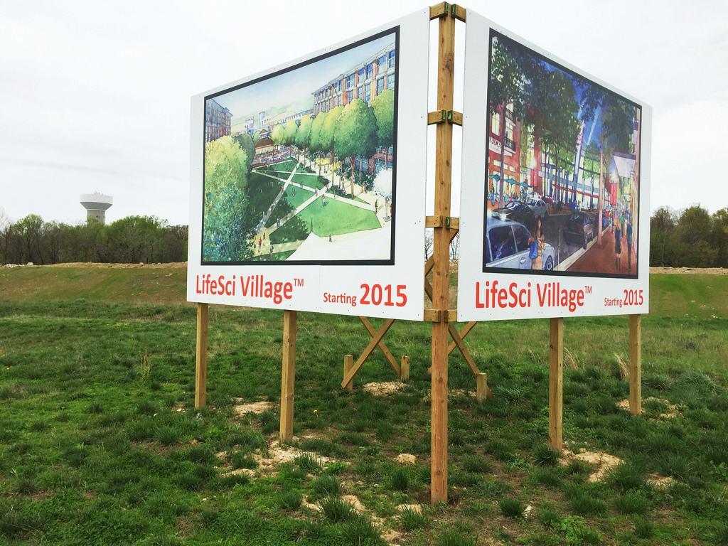 Site Sign: Each side is 96"x144", comprised of three 48"x96" panels.