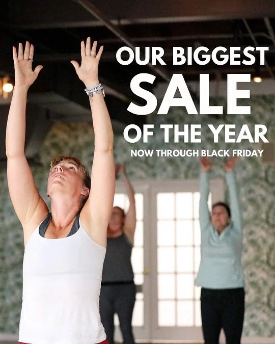 Give the gift of self-care this holiday season (to yourself or someone you love) 🎁 

Our Annual Holiday Sale is live now through Black Friday! Save on class packs or snag one of our two remaining 1-Year Unlimited memberships. Treat your body, calm y