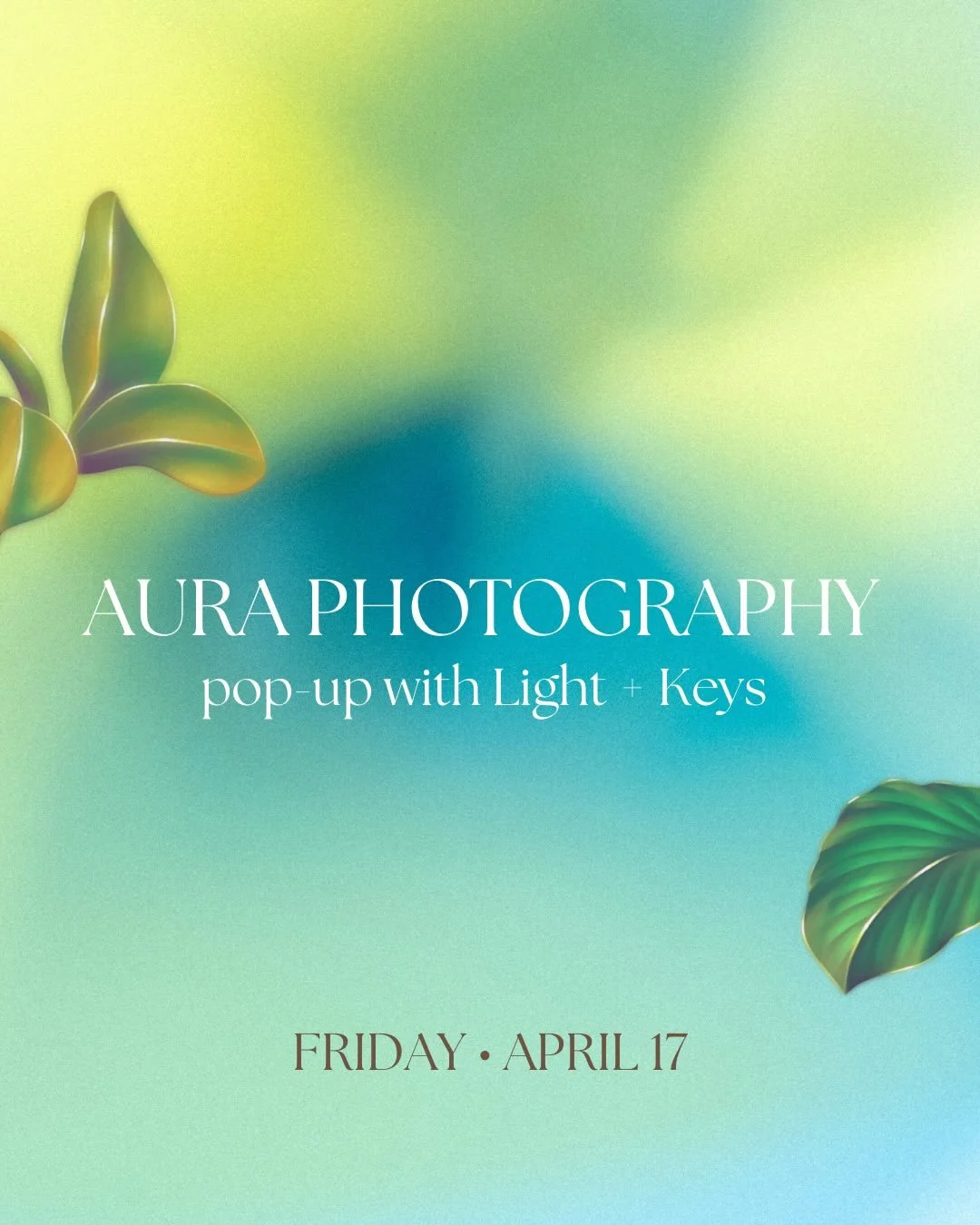 TOMORROW: radiate your energy ✨

Join us in the studio this Friday for an Aura Photography Pop-Up with Light + Keys. This unique experience offers a snapshot of where you are right now, both physically and energetically. It&rsquo;s an opportunity to 