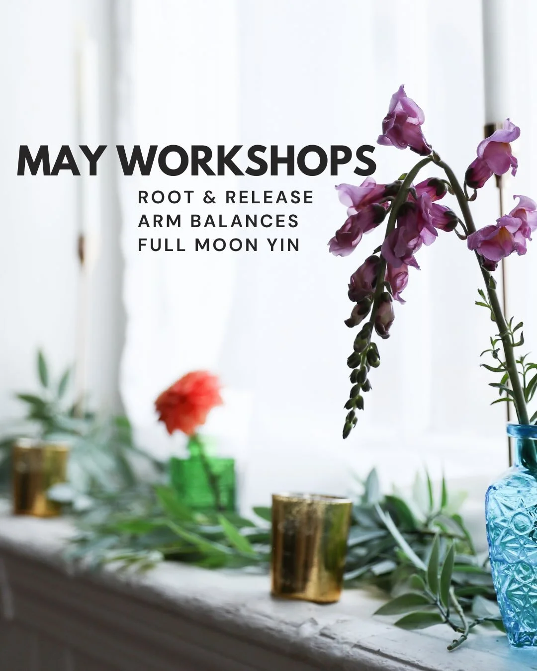 May workshops are here🌷

This month, we&rsquo;re creating space to explore every side of your practice: grounding into stillness, building strength, and letting go under the full moon.

From Root + Release to arm balances to a deeply restorative Ful