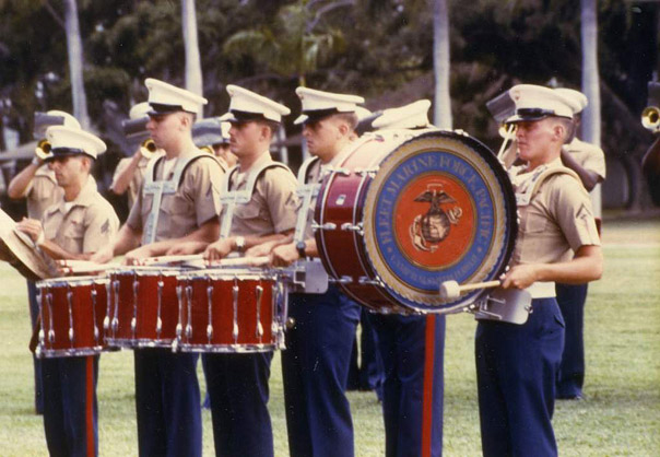 Peter Clarke is the First Snare Drummer on the Left 