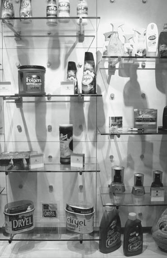 A display of a few product package designs developed by Product Ventures in Fairfield. Examples of its work can be found in most U.S. homes.