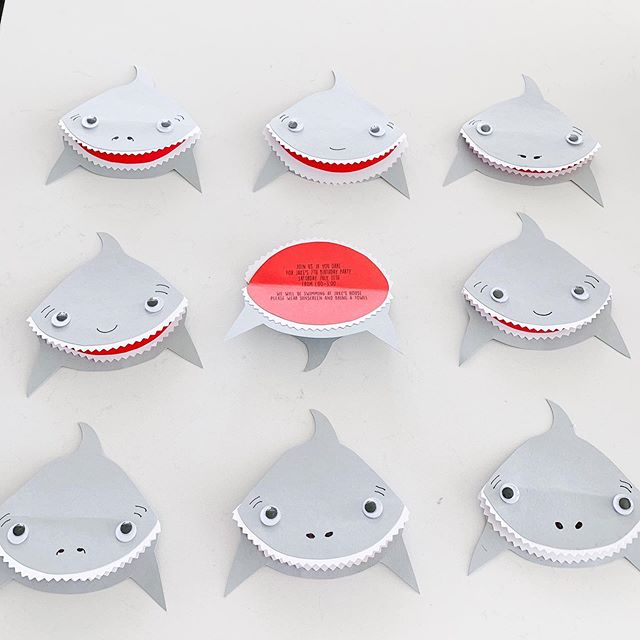 Getting invitations made for our little shark&rsquo;s 7th birthday party. Of course I can&rsquo;t get the song Baby Shark out of my head. Do do do do do...🦈