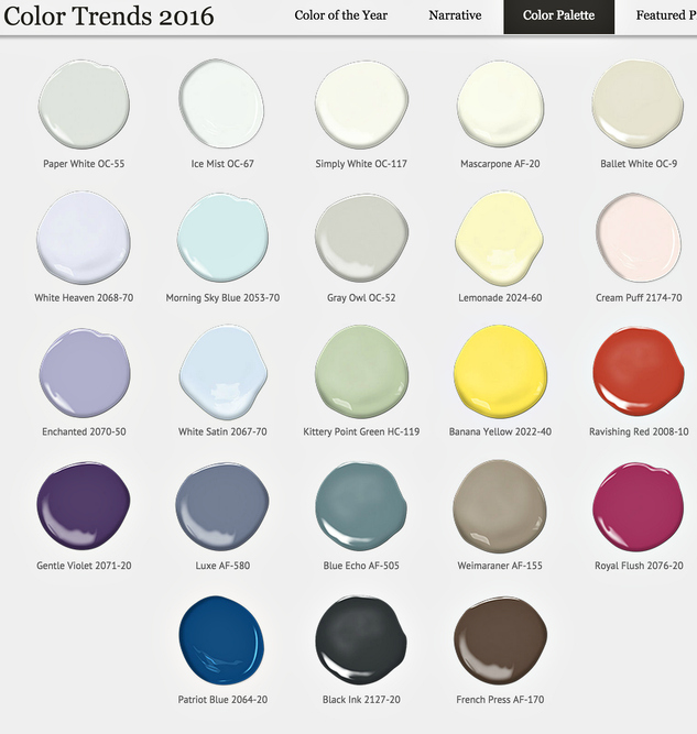 Click here to create your own color palette with Benjamin Moore. Remember to always paint a swatch first