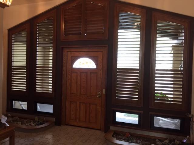 Custom wood plantation shutters by Knight’s Carpets and Interiors