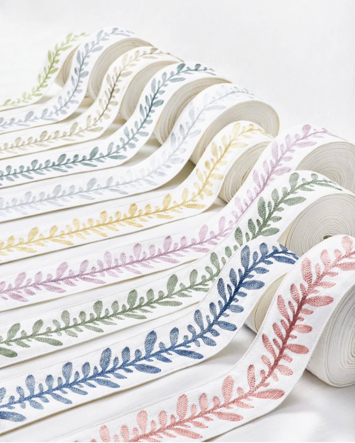 With so many trim colors to choose from, you may have trouble picking just one!
.
To see and sample our latest trim collections, stop by and say Hi!
.
#trimmingtuesday #thibaut #decorativepillows #youcantpickjustone #draperytrim #drapery #fabrictrim 