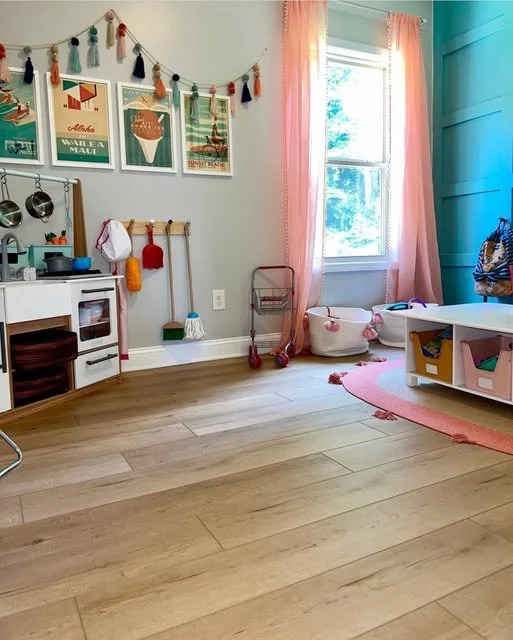 When selecting new flooring for your kid's room, be sure to consider these options:
.
👣 To ensure healthier indoor air quality - low VOC flooring, look for 'FloorScore' certified floors.
👣 Ask about the durability and longevity. 
👣 Remember that M