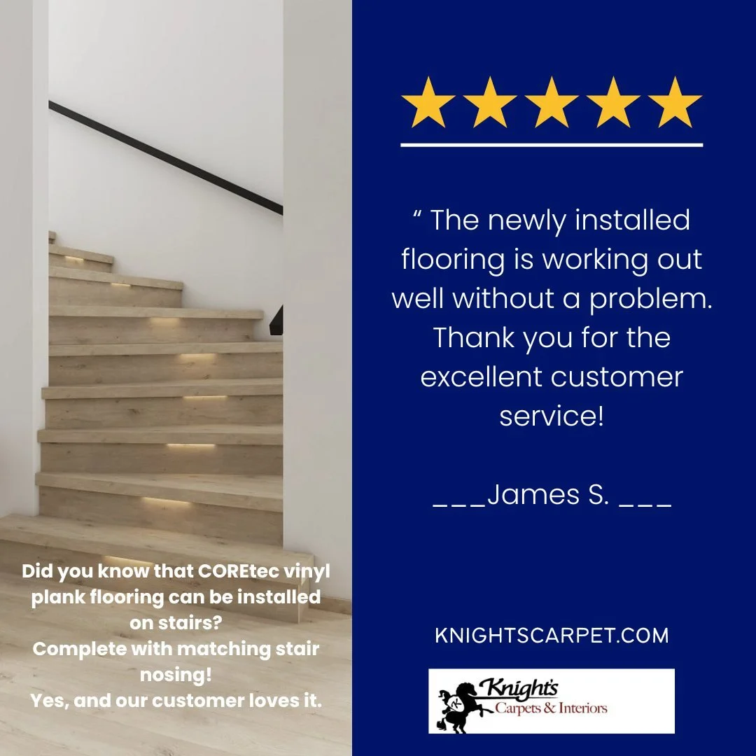 It goes without saying that when a customer reaches out to you with their words of praise, it makes your day 😍 We're so thankful for James' kind words about the @coretecfloors vinyl planking we installed on his stairway, complete with a matching sta