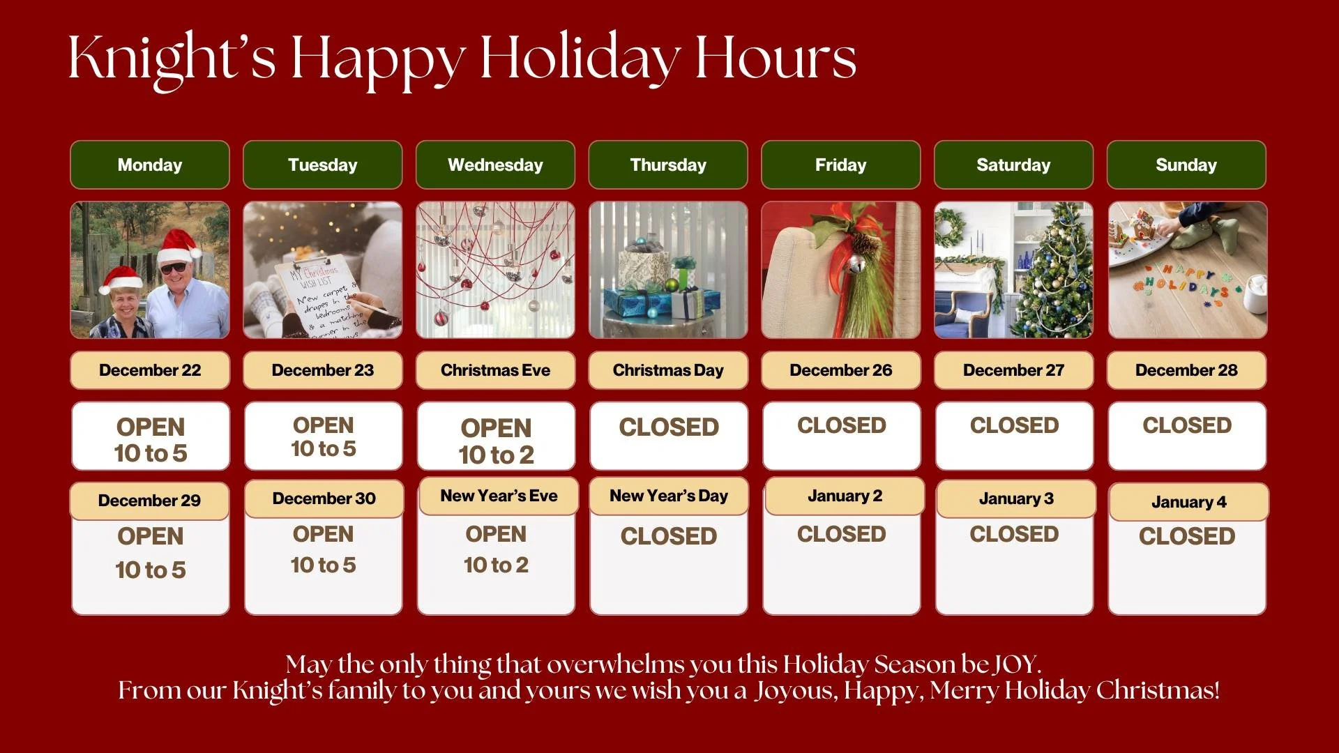 Naughty or nice? It looks like we made Santa's nice list with our holiday hours!
Happy Holidays!
😍🎄