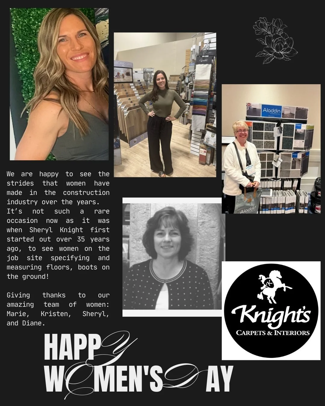It's amazing to see the strides that many women have made in the construction industry over the years. It's not such a rare occasion now as it was when Sheryl Knight first started out over 35 years ago in the flooring industry, and she has mentored m