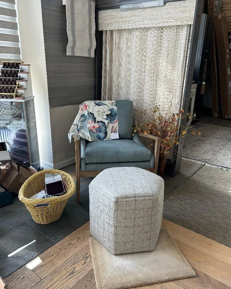 It's been one year since we first introduced you to "Reese". Reese is a custom design chair from our Custom Design Furniture by @fabricut 
She actually looks better today than the day she first arrived, and she's invited a friend, "Ale