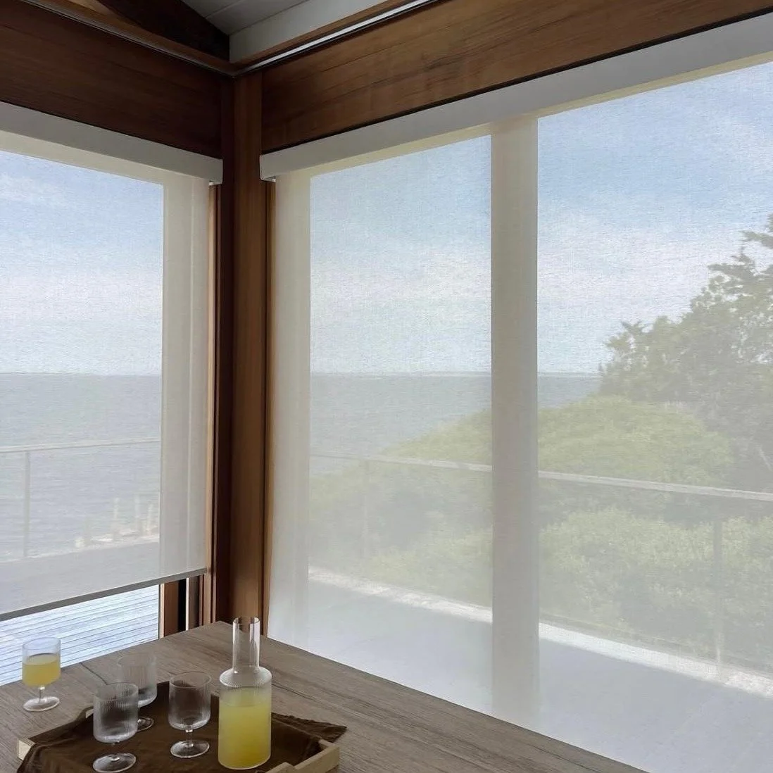 Don't forget your sunscreen. 😎
When you don't need privacy, Sunscreen Shades provide the ultimate protection for your interiors, protecting furniture and rugs from fading due to harmful UV rays.
These shades block the sun's glare so you don't have t