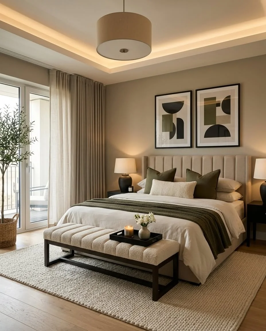 Designing drapery. Consider these tips for a modern interior:
📌For a streamlined look, choose a ceiling track. 
📌Have it painted to match the color of your ceiling.
📌Choose motorization for the ultimate operation.
📌For a no-pleat look, the draper