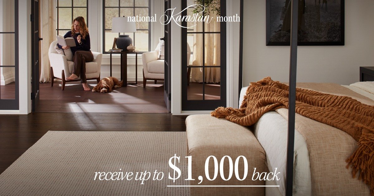 Style meets Savings during National Karastan Month.
Rebates, reduced pricing, and special financing are all available on the entire Karastan carpet collection and LuxeCraft waterproof flooring.
Happening now through November 2nd.
For details, visit o