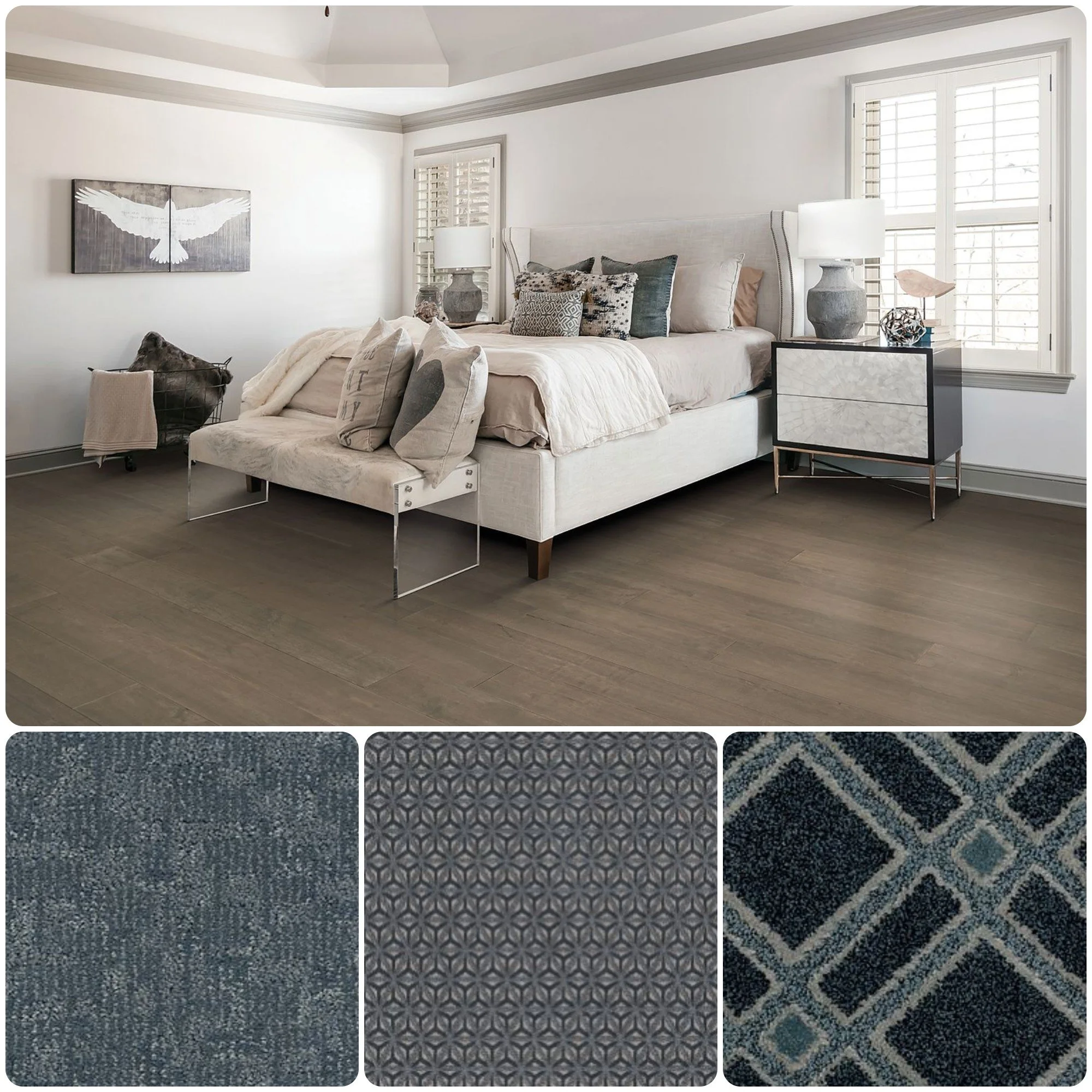 It's that time! Time to put your interior design hats on and tell us which of these area rugs you will choose to complete this bedroom?
Our customers are still choosing hard surface flooring throughout their homes, and they always come back to warm u
