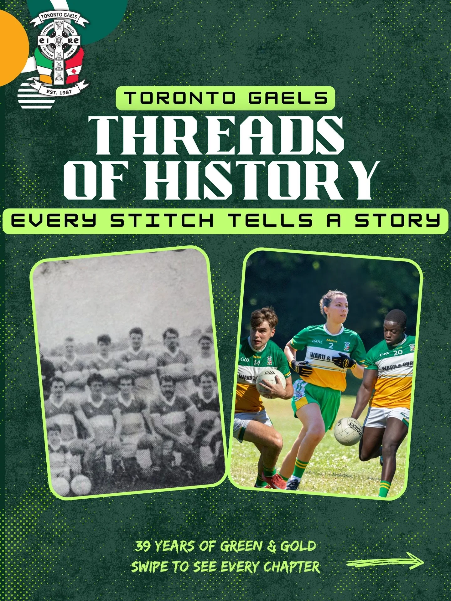 Threads of history 🏐

From our humble beginnings on a Toronto pitch in 1987 right up until today, the jersey has changed, but we&rsquo;ve always remained the same community. 💚

For 39 years we&rsquo;ve worn the green and gold with pride. 
Swipe to 