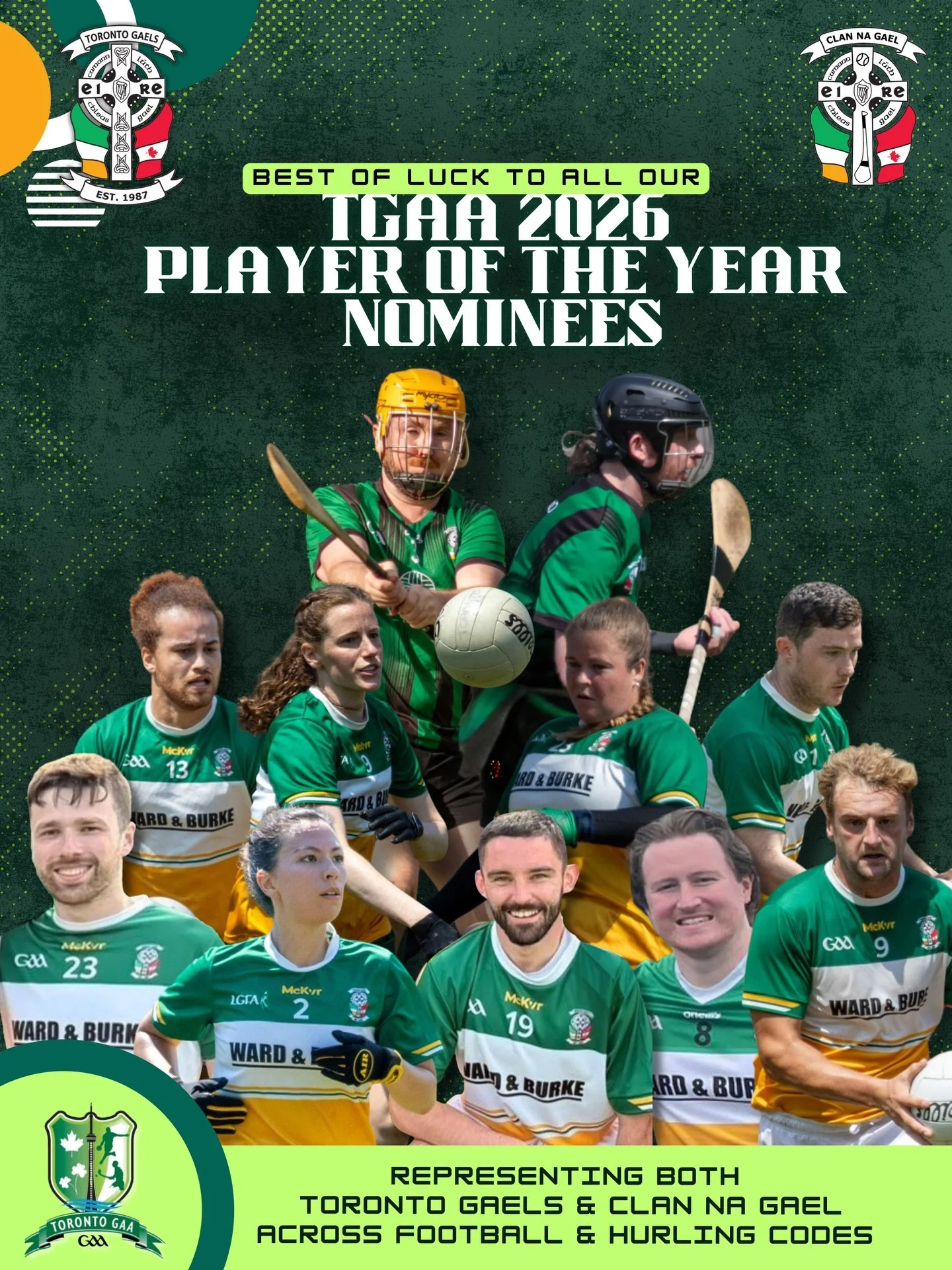 Big night tonight at the @torontogaa awards night where we have ELEVEN club members up for awards across both women&rsquo;s &amp; men&rsquo;s football and our dual code players in hurling! Extremely proud of the members nominated and it&rsquo;s a tes