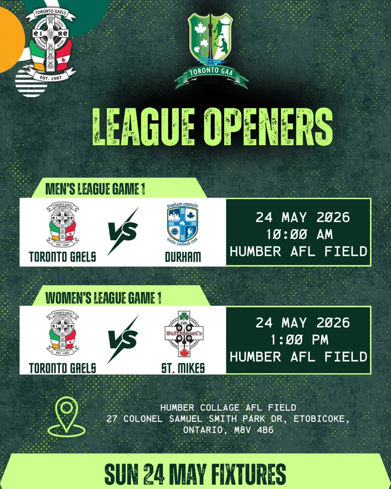 We are SO back! 
Join us this weekend as we gear up to kick off the summer season with Round 1 of the @torontogaa League this weekend! We&rsquo;ll be at Humber College AFL field on Sunday with our men&rsquo;s team kicking off at 10am and women&rsquo;