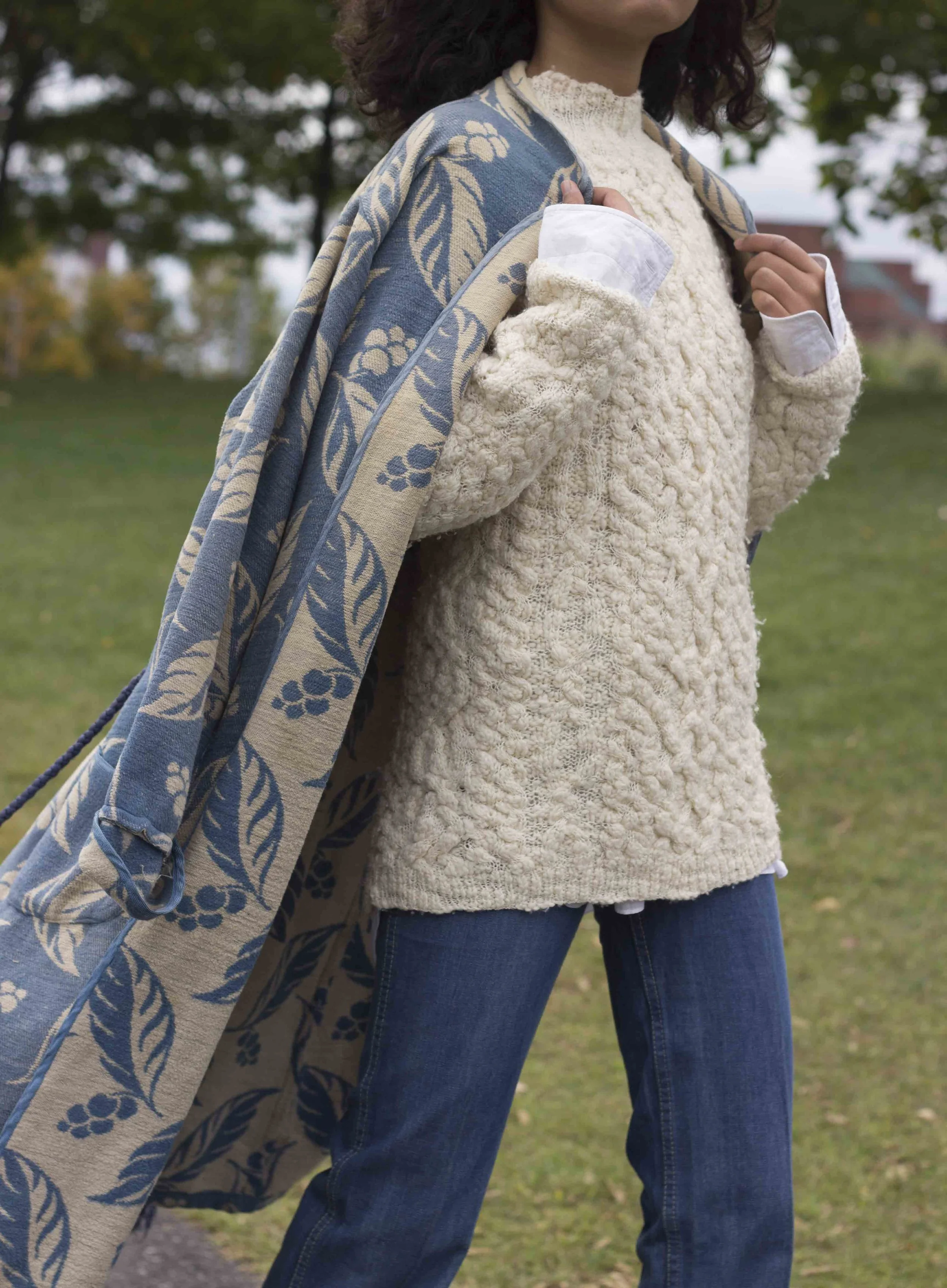 1920s Beacon Robe with Bouclé Knit and 1970s USA Jeans