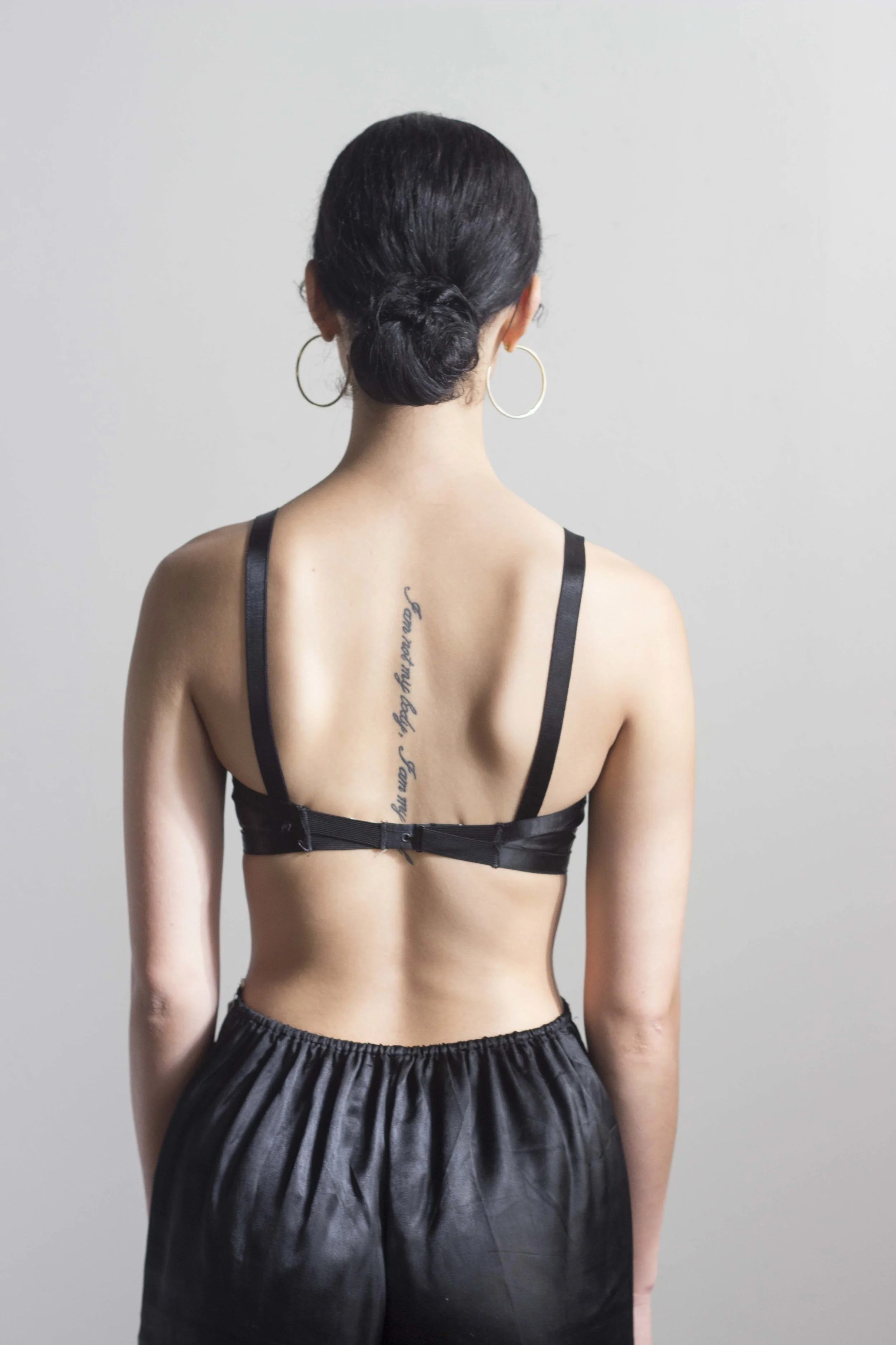 1940s Black Satin Bralette