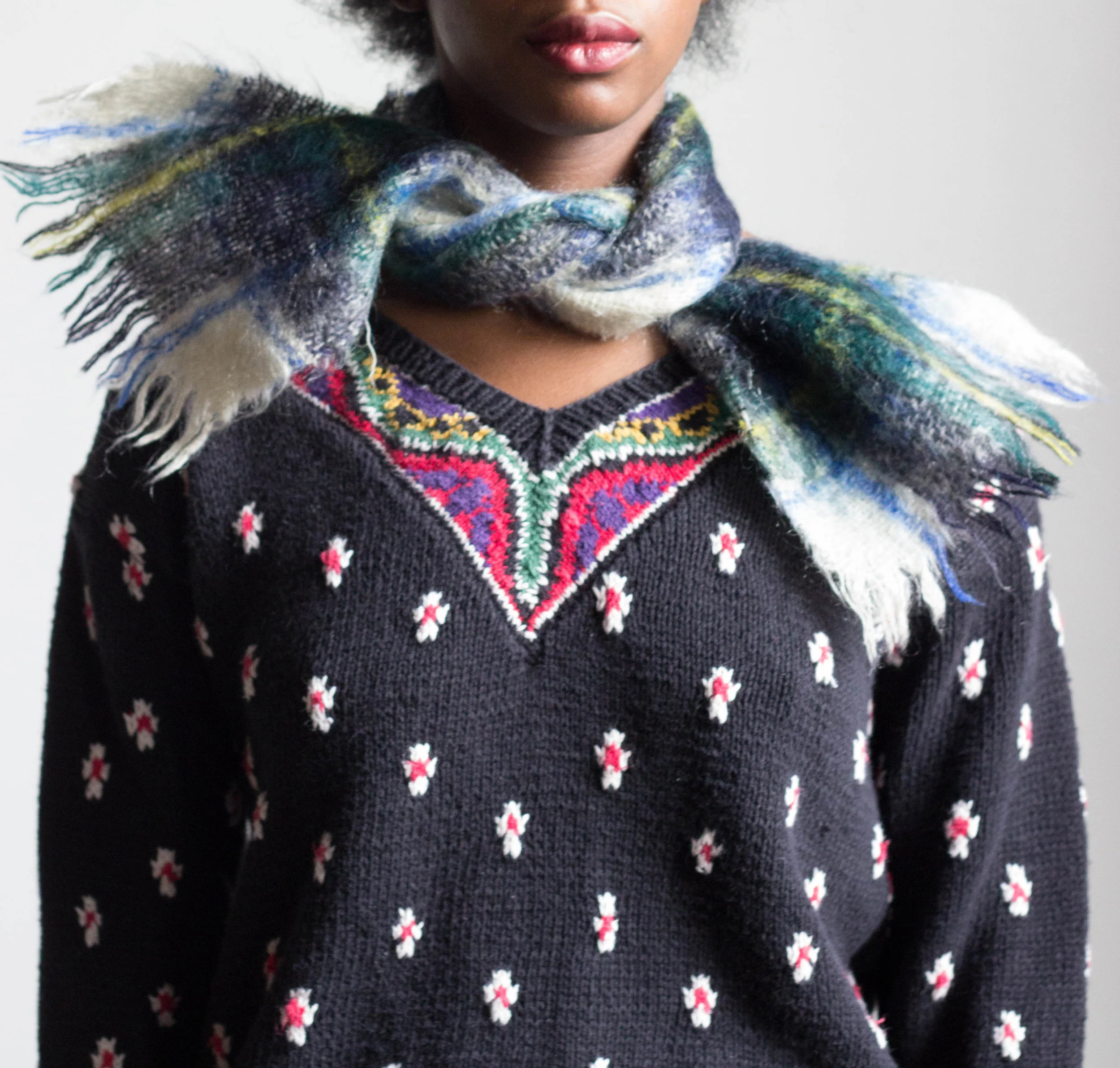 1960s Tartan Mohair Scarf