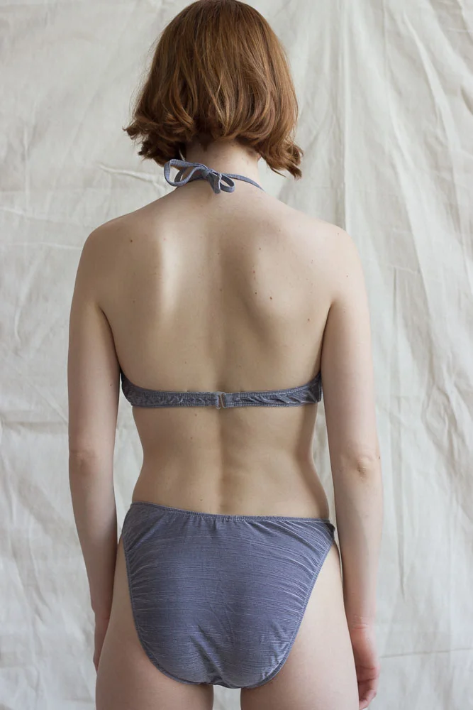 1980s Gray High Leg Bikini