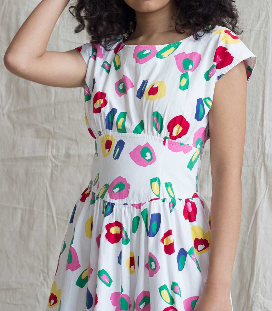 lanz cotton dress Lanz 50s Vintage Dress, Cotton Cottagecore Prairie Dress w/ Sleeves