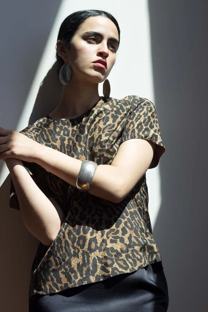 Silver Acrylic Biomorphic Bangle