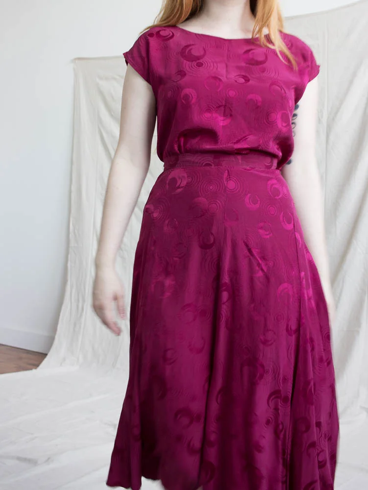 1980s Boysenberry Silk Set
