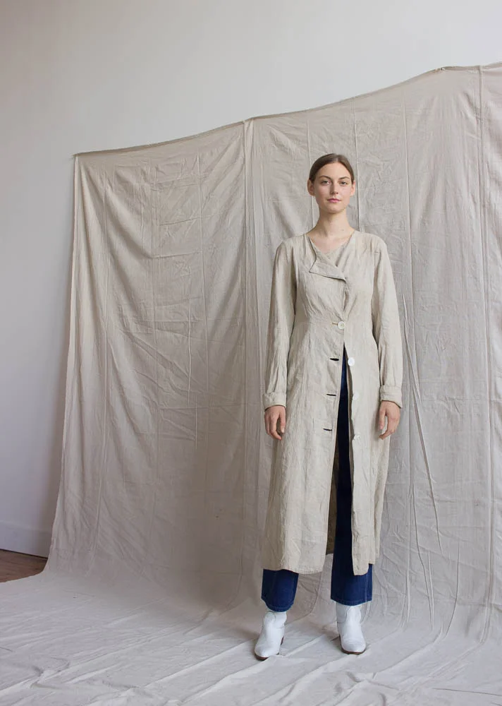 Antique Flax Linen Driving Coat