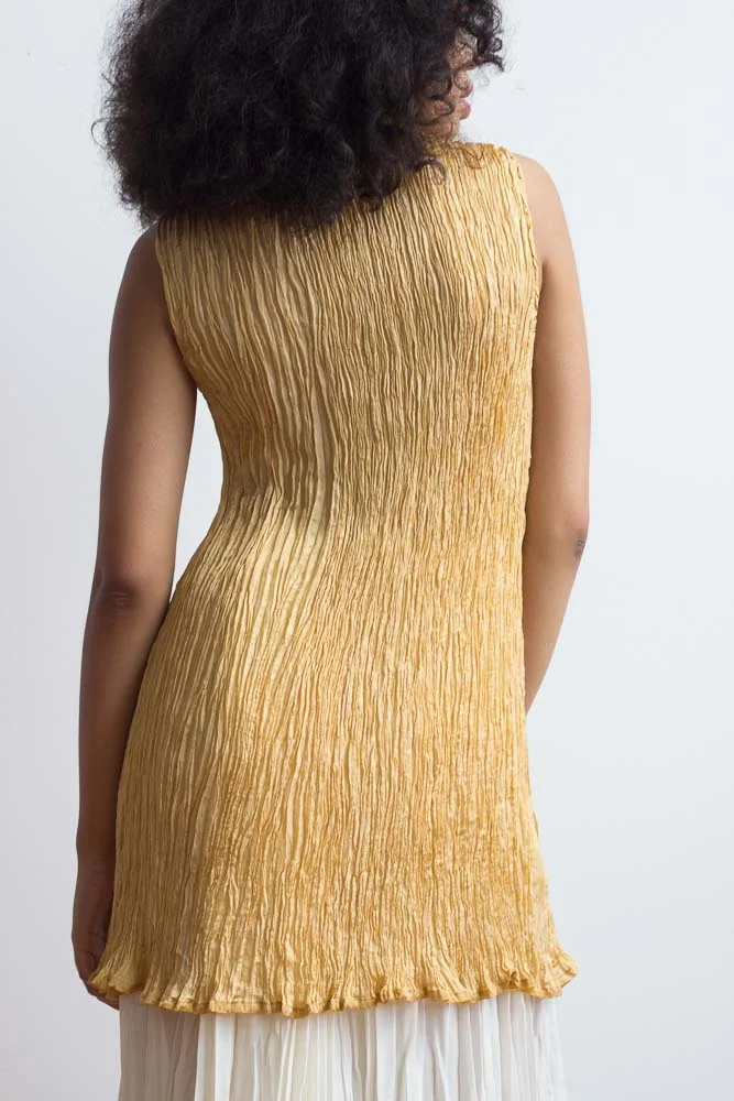 1980s Gold Fortuny-esque Pleated Tunic