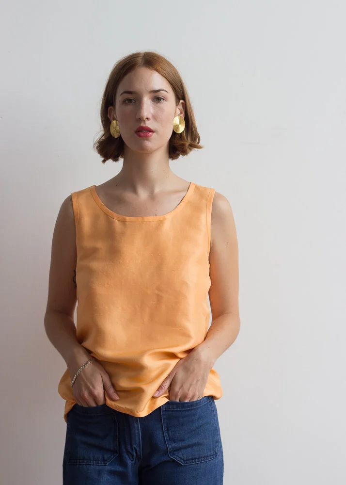 1980s Saint Laurent Cantaloupe Silk Tank