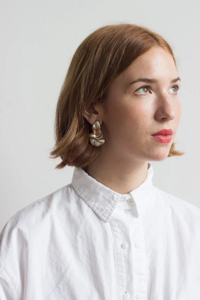 1980s Silver Folded Earring