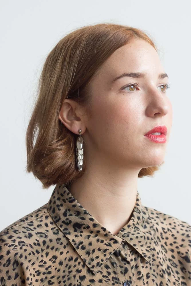 1980s Silver Matisse Leaf Earrings